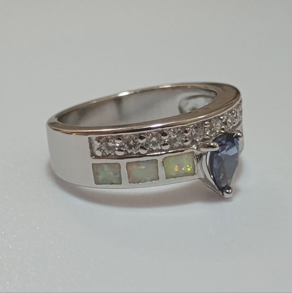 Luxury Silver Gemstone Wedding Rings For Women, Sz 6 - Picture 7 of 9